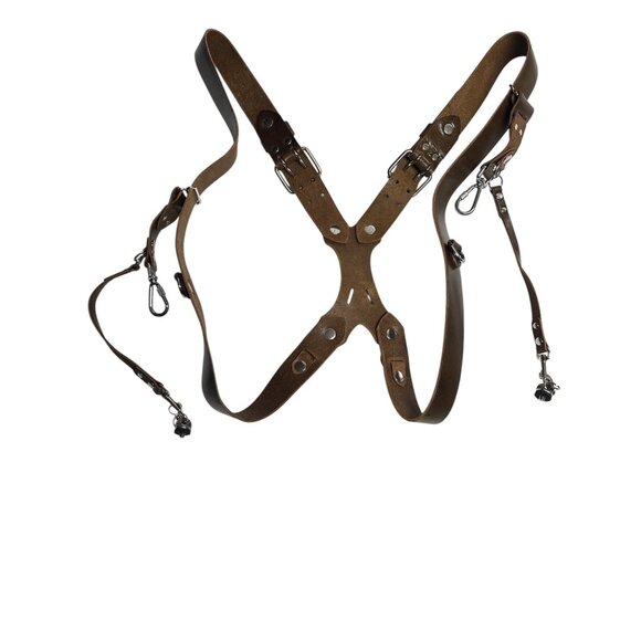 RL Handcrafts Dual Leather Camera Harness Brown USA Made Photographer Strap - Picture 1 of 3